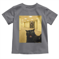 Black Cat Selfie with Dinosaur in The Backrooms Liminal Space Graphic Toddler T Shirt Liminal Space Urban Legend Meme