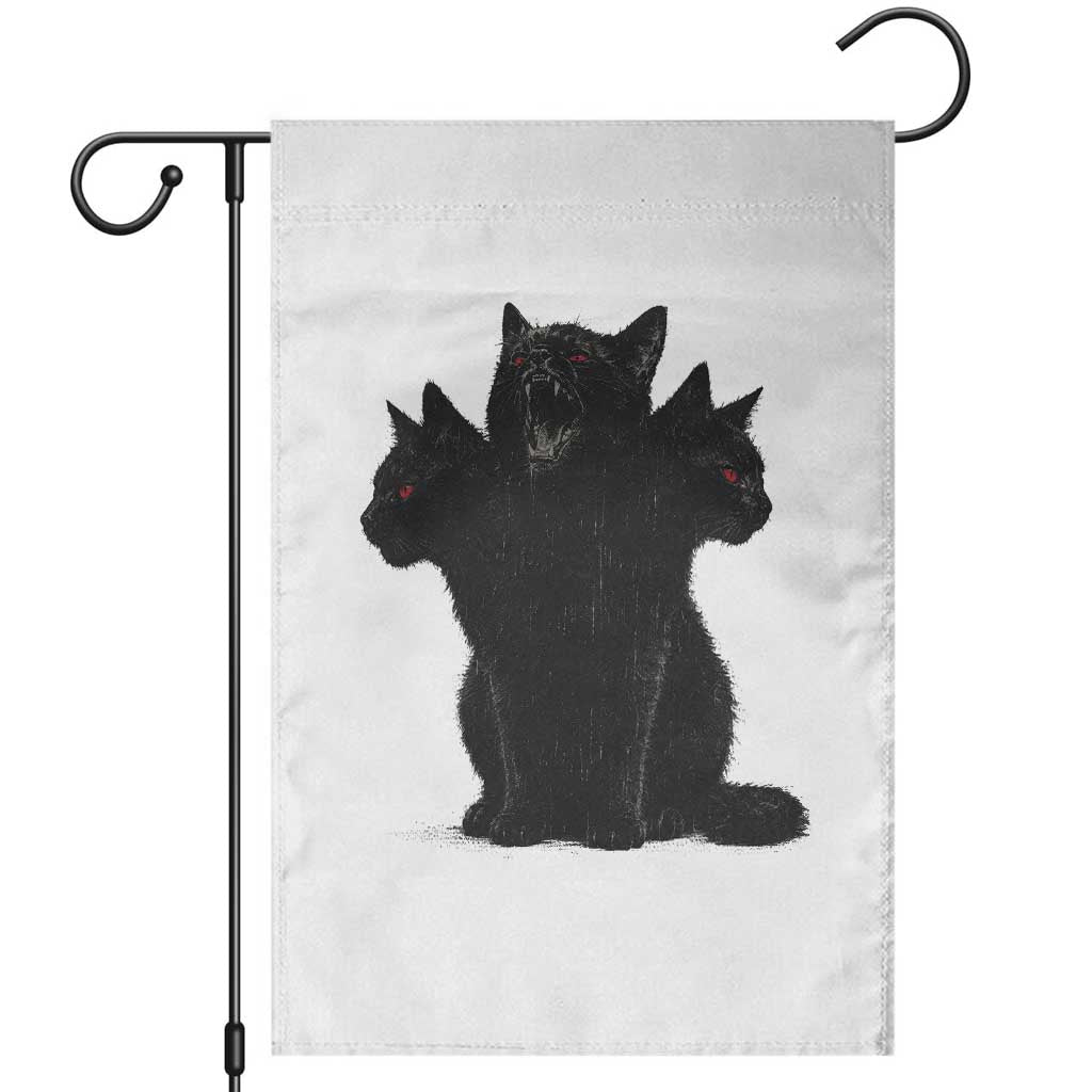 Purrberus 3 Headed Black Cat Gothic Mythology Graphic Garden Flag Vintage Grunge Alt 90s Halloween Goth Horror