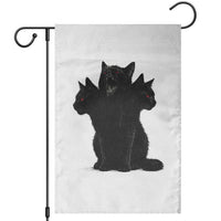 Purrberus 3 Headed Black Cat Gothic Mythology Graphic Garden Flag Vintage Grunge Alt 90s Halloween Goth Horror