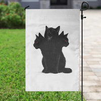 Purrberus 3 Headed Black Cat Gothic Mythology Graphic Garden Flag Vintage Grunge Alt 90s Halloween Goth Horror