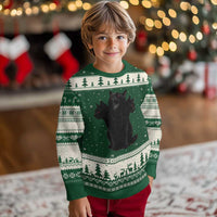 Purrberus 3 Headed Black Cat Gothic Mythology Graphic Ugly Christmas Sweater Vintage Grunge Alt 90s Halloween Goth Horror