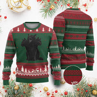 Purrberus 3 Headed Black Cat Gothic Mythology Graphic Ugly Christmas Sweater Vintage Grunge Alt 90s Halloween Goth Horror