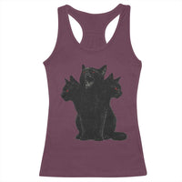 Purrberus 3 Headed Black Cat Gothic Mythology Graphic Racerback Tank Top Vintage Grunge Alt 90s Halloween Goth Horror