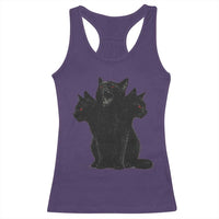 Purrberus 3 Headed Black Cat Gothic Mythology Graphic Racerback Tank Top Vintage Grunge Alt 90s Halloween Goth Horror