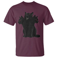 Purrberus 3 Headed Black Cat Gothic Mythology Graphic T Shirt Vintage Grunge Alt 90s Halloween Goth Horror