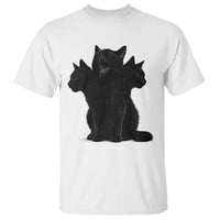 Purrberus 3 Headed Black Cat Gothic Mythology Graphic T Shirt Vintage Grunge Alt 90s Halloween Goth Horror