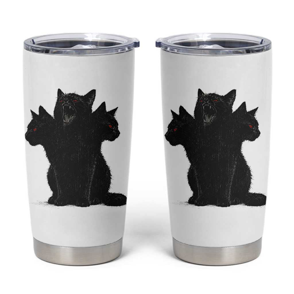 Purrberus 3 Headed Black Cat Gothic Mythology Graphic Tumbler Cup Vintage Grunge Alt 90s Halloween Goth Horror