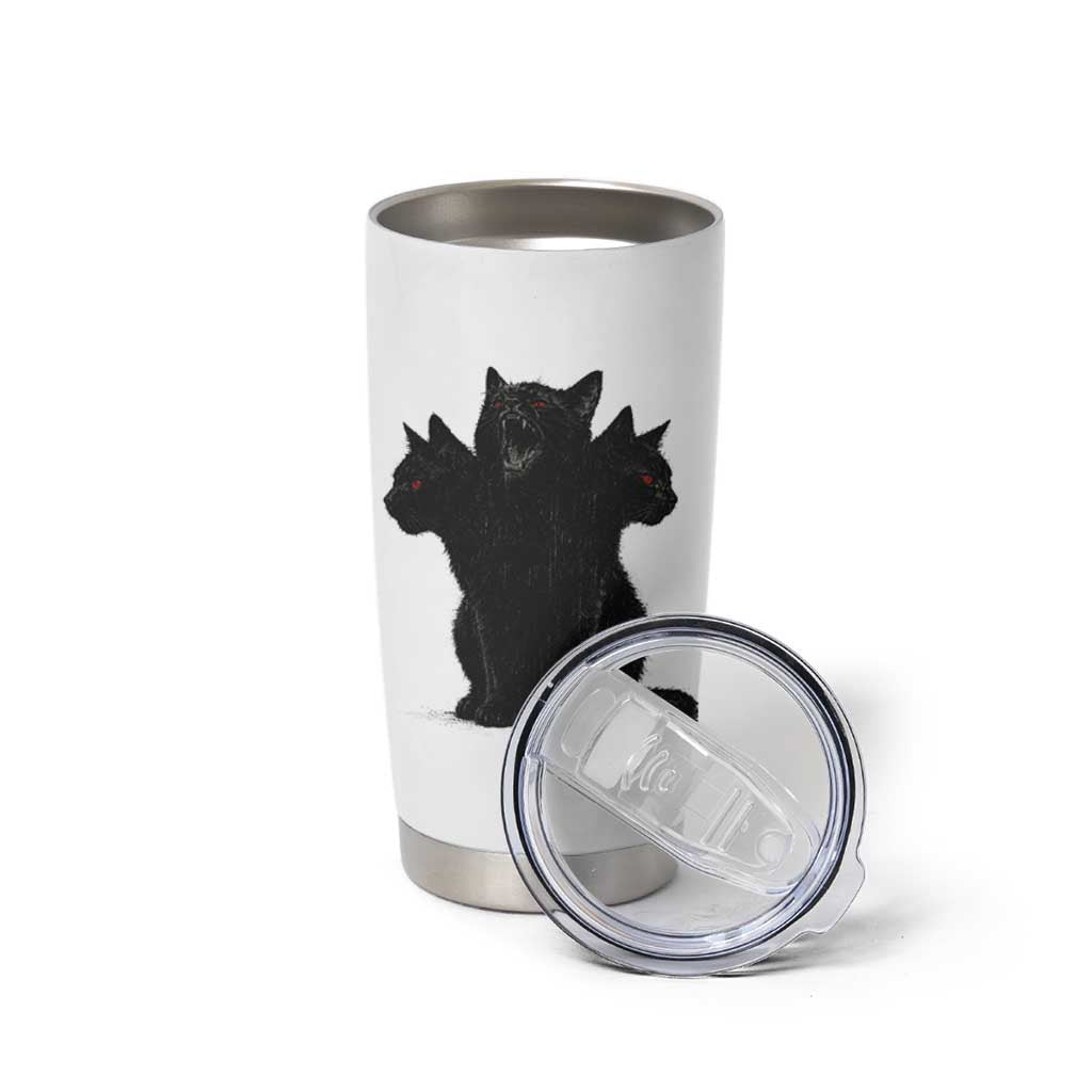 Purrberus 3 Headed Black Cat Gothic Mythology Graphic Tumbler Cup Vintage Grunge Alt 90s Halloween Goth Horror