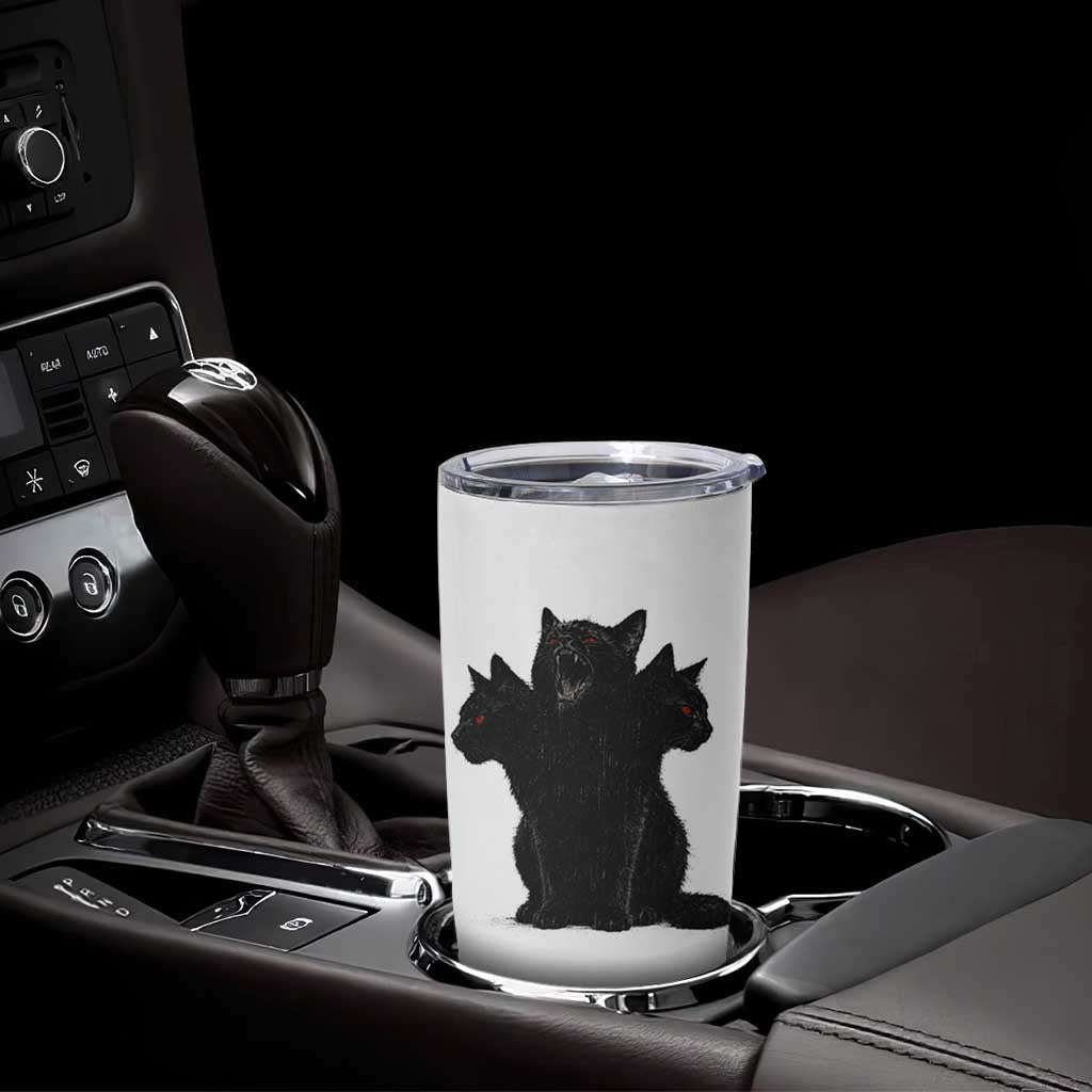 Purrberus 3 Headed Black Cat Gothic Mythology Graphic Tumbler Cup Vintage Grunge Alt 90s Halloween Goth Horror