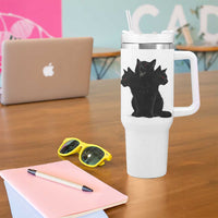Purrberus 3 Headed Black Cat Gothic Mythology Graphic Tumbler With Handle Vintage Grunge Alt 90s Halloween Goth Horror