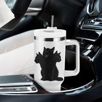 Purrberus 3 Headed Black Cat Gothic Mythology Graphic Tumbler With Handle Vintage Grunge Alt 90s Halloween Goth Horror