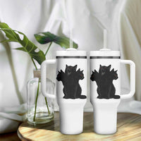 Purrberus 3 Headed Black Cat Gothic Mythology Graphic Tumbler With Handle Vintage Grunge Alt 90s Halloween Goth Horror