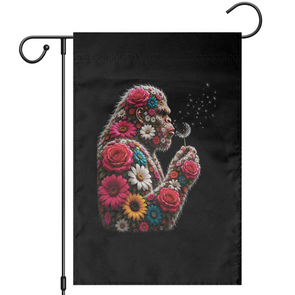 Floral Bigfoot Blowing Wishes Dandelion Garden Flag Vintage Sasquatch Art Botanical Wildlife Graphic