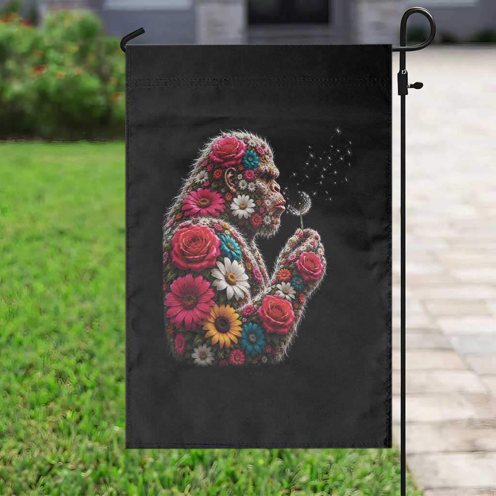 Floral Bigfoot Blowing Wishes Dandelion Garden Flag Vintage Sasquatch Art Botanical Wildlife Graphic