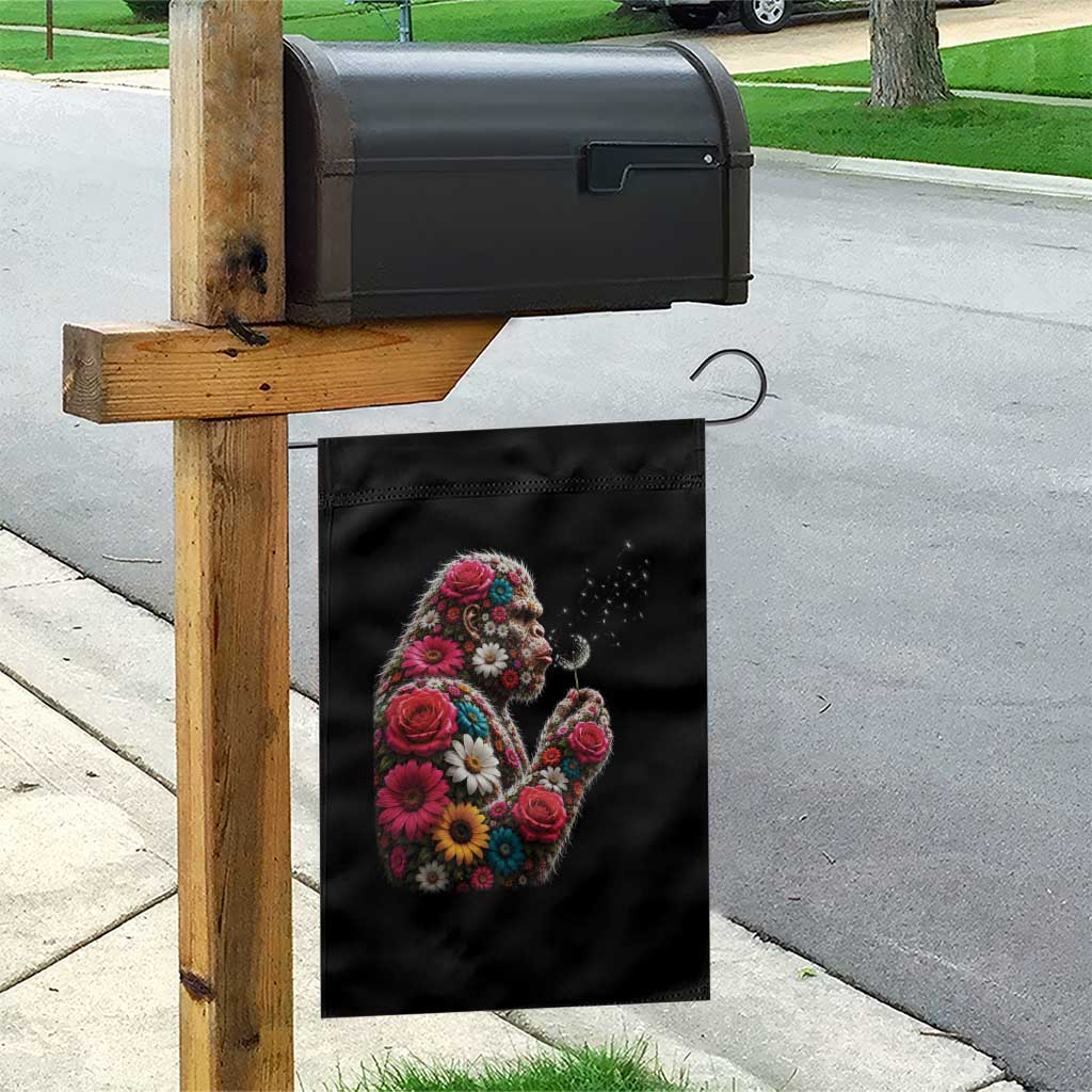 Floral Bigfoot Blowing Wishes Dandelion Garden Flag Vintage Sasquatch Art Botanical Wildlife Graphic