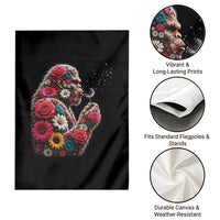 Floral Bigfoot Blowing Wishes Dandelion Garden Flag Vintage Sasquatch Art Botanical Wildlife Graphic