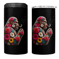 Floral Bigfoot Blowing Wishes Dandelion 4 in 1 Can Cooler Tumbler Vintage Sasquatch Art Botanical Wildlife Graphic