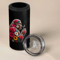 Floral Bigfoot Blowing Wishes Dandelion 4 in 1 Can Cooler Tumbler Vintage Sasquatch Art Botanical Wildlife Graphic