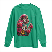 Floral Bigfoot Blowing Wishes Dandelion Long Sleeve Shirt Vintage Sasquatch Art Botanical Wildlife Graphic