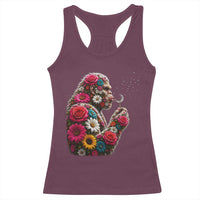 Floral Bigfoot Blowing Wishes Dandelion Racerback Tank Top Vintage Sasquatch Art Botanical Wildlife Graphic