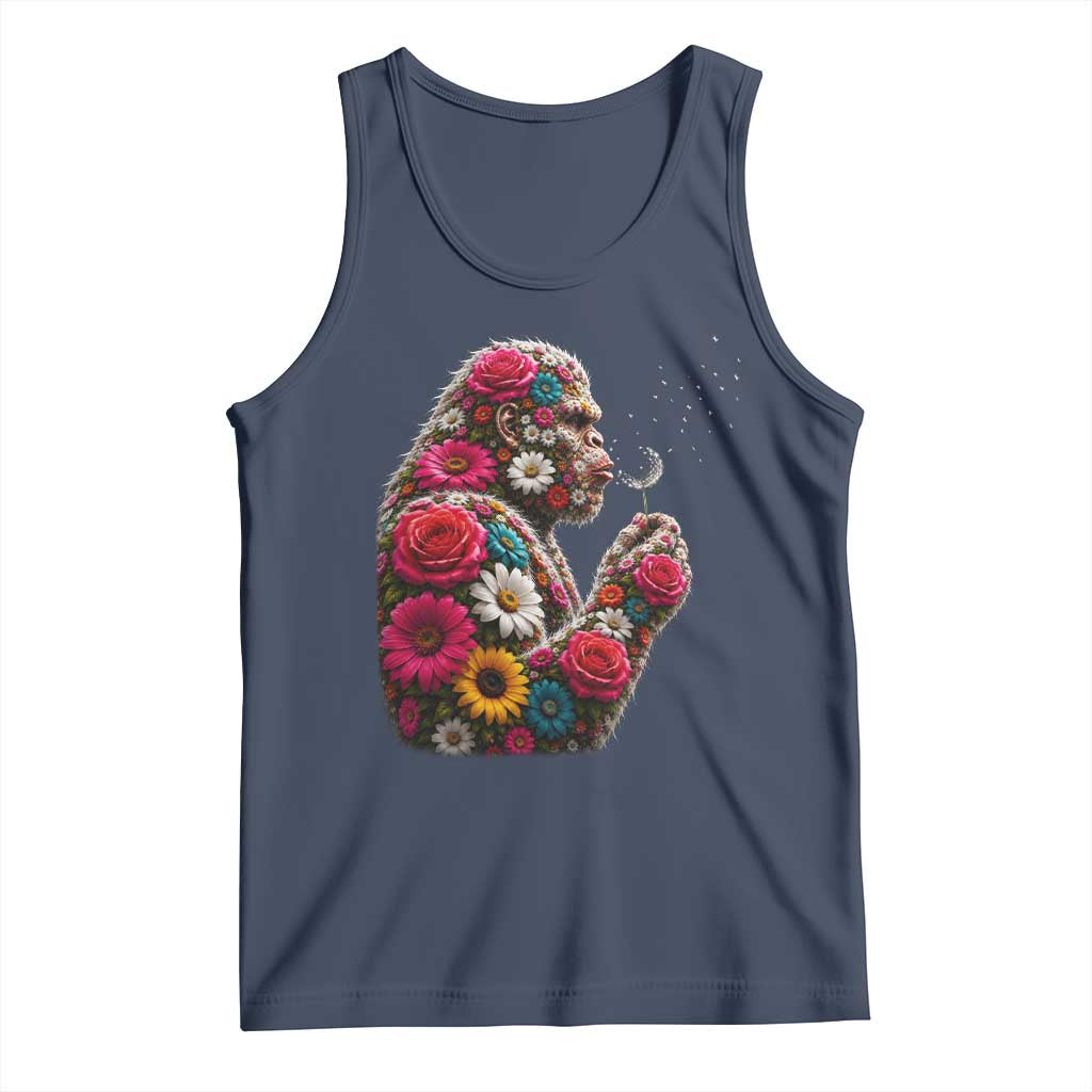 Floral Bigfoot Blowing Wishes Dandelion Tank Top Vintage Sasquatch Art Botanical Wildlife Graphic