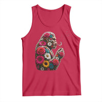 Floral Bigfoot Blowing Wishes Dandelion Tank Top Vintage Sasquatch Art Botanical Wildlife Graphic