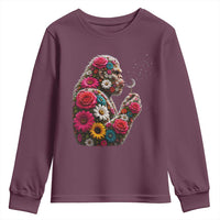 Floral Bigfoot Blowing Wishes Dandelion Youth Sweatshirt Vintage Sasquatch Art Botanical Wildlife Graphic