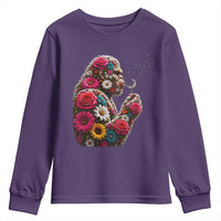 Floral Bigfoot Blowing Wishes Dandelion Youth Sweatshirt Vintage Sasquatch Art Botanical Wildlife Graphic