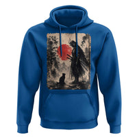 Vintage Japanese Samurai Warrior and Black Cat Hoodie