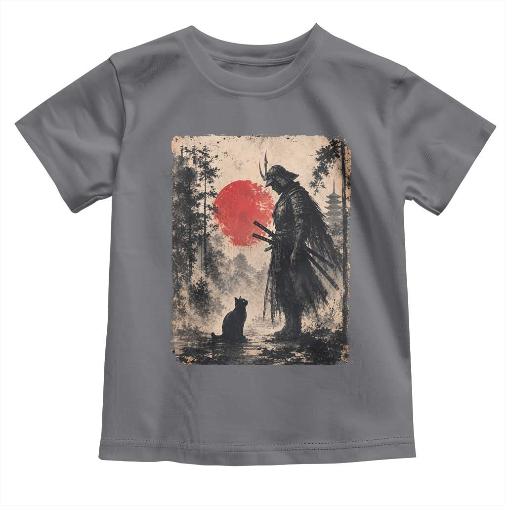 Vintage Japanese Samurai Warrior and Black Cat Toddler T Shirt