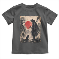 Vintage Japanese Samurai Warrior and Black Cat Toddler T Shirt