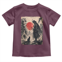 Vintage Japanese Samurai Warrior and Black Cat Toddler T Shirt