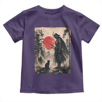 Vintage Japanese Samurai Warrior and Black Cat Toddler T Shirt