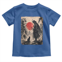 Vintage Japanese Samurai Warrior and Black Cat Toddler T Shirt