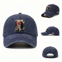 Vintage Japanese Samurai Warrior and Black Cat Washed Cotton Baseball Cap