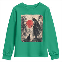 Vintage Japanese Samurai Warrior and Black Cat Youth Sweatshirt