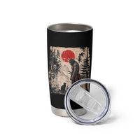 Vintage Japanese Art Bigfoot Samurai Warrior and Black Cat Tumbler Cup Sasquatch Lovers Vintage Graphic Ukiyo-e Art