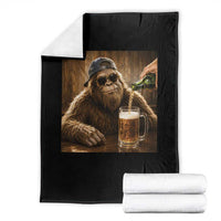 Funny Bigfoot Drinking Beer Throw Blanket Vintage Cool Sunglasses Sasquatch Pub Graphic
