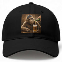 Funny Bigfoot Drinking Beer Baseball Cap Vintage Cool Sunglasses Sasquatch Pub Graphic