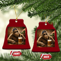 Funny Bigfoot Drinking Beer Ceramic Ornament Vintage Cool Sunglasses Sasquatch Pub Graphic