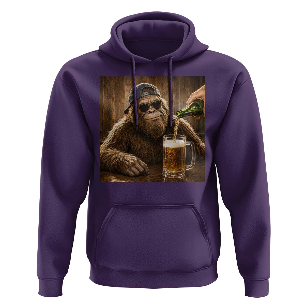 Funny Bigfoot Drinking Beer Hoodie Vintage Cool Sunglasses Sasquatch Pub Graphic