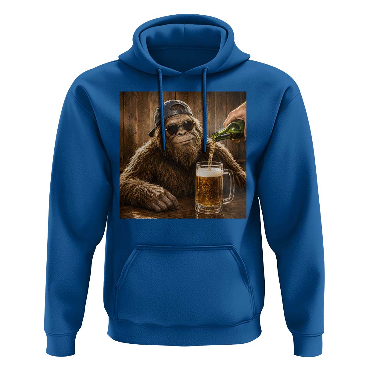 Funny Bigfoot Drinking Beer Hoodie Vintage Cool Sunglasses Sasquatch Pub Graphic