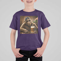 Funny Bigfoot Drinking Beer T Shirt For Kid Vintage Cool Sunglasses Sasquatch Pub Graphic