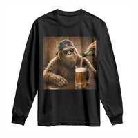 Funny Bigfoot Drinking Beer Long Sleeve Shirt Vintage Cool Sunglasses Sasquatch Pub Graphic