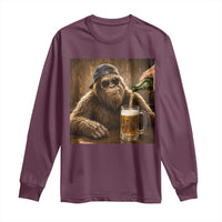 Funny Bigfoot Drinking Beer Long Sleeve Shirt Vintage Cool Sunglasses Sasquatch Pub Graphic