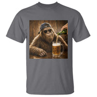 Funny Bigfoot Drinking Beer T Shirt Vintage Cool Sunglasses Sasquatch Pub Graphic