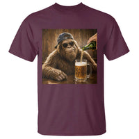 Funny Bigfoot Drinking Beer T Shirt Vintage Cool Sunglasses Sasquatch Pub Graphic