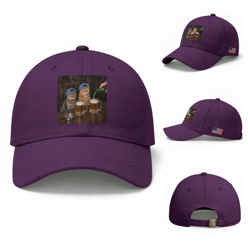 Funny Smoking Cats Drinking Beer at the Bar Baseball Cap Funny Bad Boys Cigarette Kitty Gen Z Meme
