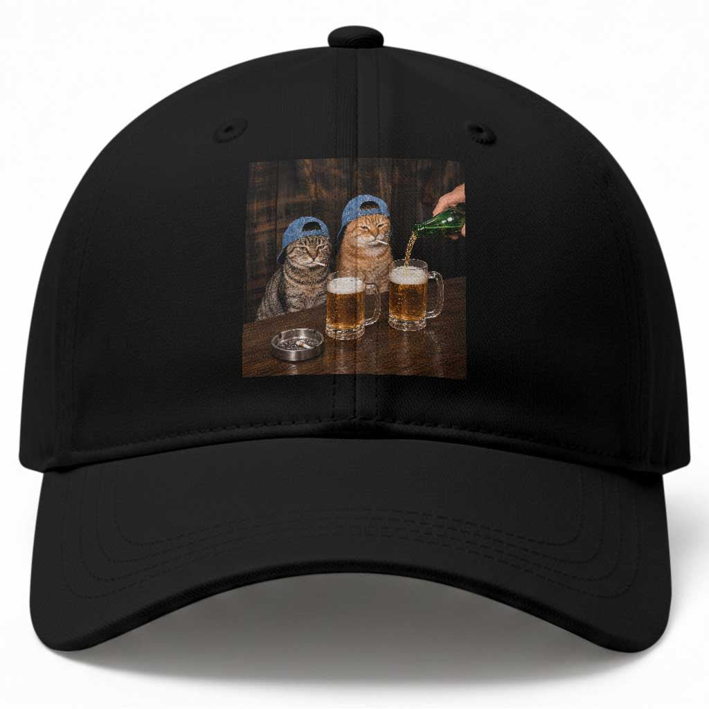 Funny Smoking Cats Drinking Beer at the Bar Baseball Cap Funny Bad Boys Cigarette Kitty Gen Z Meme