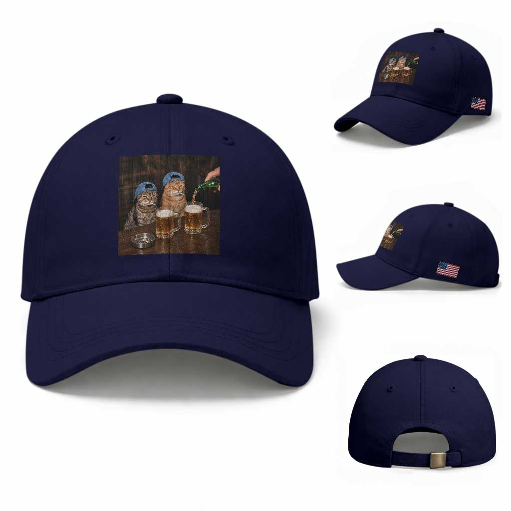 Funny Smoking Cats Drinking Beer at the Bar Baseball Cap Funny Bad Boys Cigarette Kitty Gen Z Meme